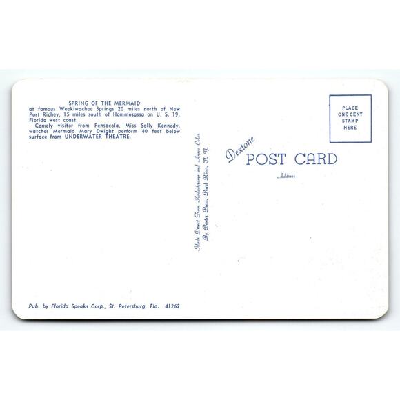 Weeki Wachee Mermaids Florida Chrome Postcard Underwater Women Swimming Dexter - Picture 2 of 2